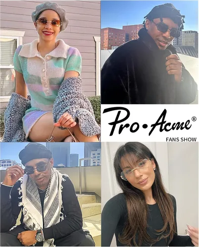 Vista 3 de Pro Acme Lentes de sol octágonos sin marco, de sombra rectangular, sin marco, para hombres y mujeres, lentes de moda teñidos