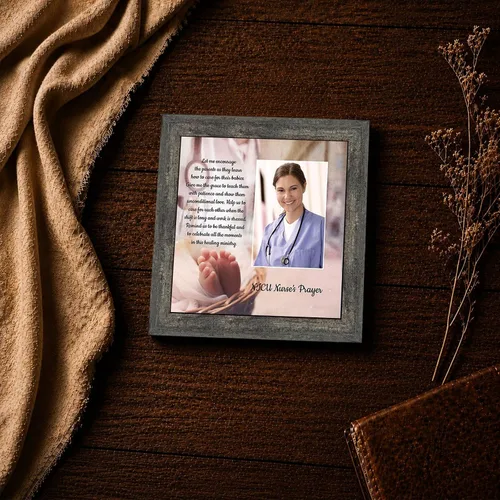 Vista 8 de NICU Nurse Gift, Nurse’s Prayer Thank You Gift, Photo Frame Wall Art Barnwood