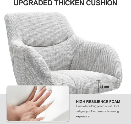 Vista 3 de Sillas de escritorio de oficina en casa, silla giratoria pequeña para computadora con ruedas, silla de tocador tapizada, silla de oficina