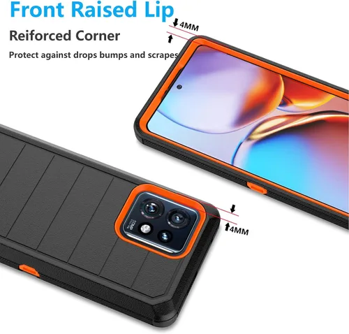 Vista 7 de Njjex - Funda para Moto Edge 2023/Edge 5G UW 2023/Edge 40 Pro con clip para cinturón Naranja