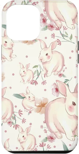 Vista 6 de Funda con diseño de carita sonriente para iPhone 15 Bunny Pattern Graffiti Doodles