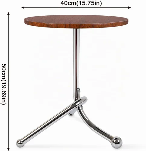 Vista 3 de Mesa auxiliar redonda pequeña 15.75 ″ x19.69 ″ - Mesas auxiliares modernas para espacios pequeños y sala de estar