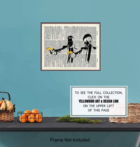 Vista 6 de Banksy Graffiti, póster de pulp Fiction Banana Gun – Mural de calle de 8 x 10, arte de diccionario, decoración de pared urbana – Regalo fresco