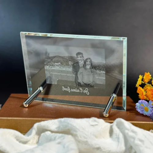 Vista 3 de Foto de cristal 2D, regalo personalizado para papá, mamá, él y ella con tu foto. Regalos de imagen personalizados para cumpleaños, boda