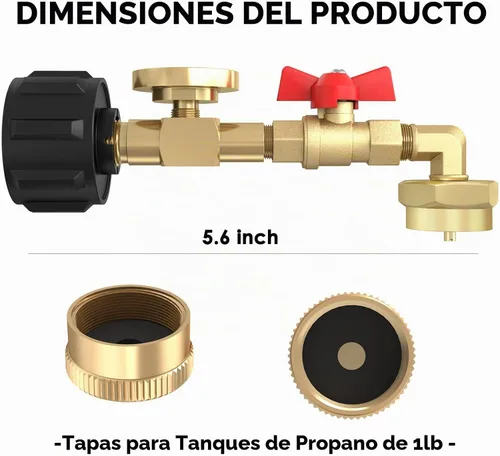 Vista 6 de Adaptador de codo de recambio de propano NQN QCC1 con medidor de tanque de propano, adaptador de presión de recambio de propano de 90 grados