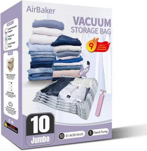 Vista 8 de Bolsas de almacenamiento al vacío para mudanzas, bolsas de sellado al vacío para espuma viscoelástica, látex, ropa y ropa de cama, bolsas