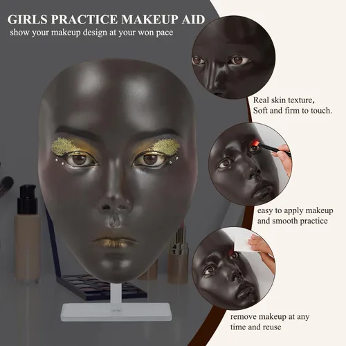 Vista 3 de Hongmed Cara de práctica de maquillaje, tabla de práctica de maquillaje con 1 pintura facial y 2 pinceles de maquillaje para pintura facial