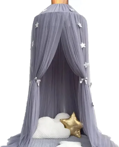 Vista 11 de ESUPPORT Toldo de cama de princesa, cúpula de encaje, mosquitera, tienda de campaña para colgar decoración del hogar, cortinas de red, rincón