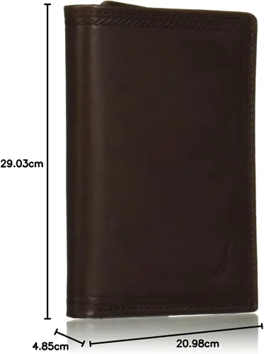 Vista 72 de Nautica Men's Trifold Wallet RFID Blocking Protection ID Window Card Slots Genuine Leather Durable