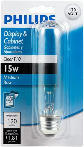 Vista 3 de Philips 415844 - Bombilla transparente T10 de 15 vatios para pantalla y gabinete