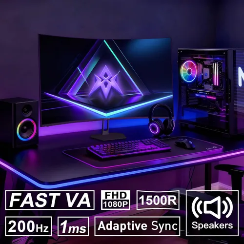 Vista 68 de Amzfast - Monitor de juegos de 24 pulgadas 180Hz 200Hz FHD 1080p, monitor de computadora, sincronización adaptativa de 1 ms, 3000:1, pantalla HDR