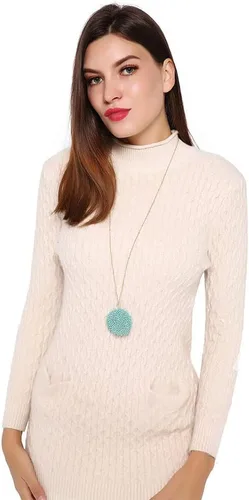 Vista 6 de Collar con colgante de cristal hecho a mano con forma de círculo para mujer, collares largos y encantadores