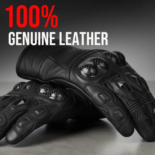 Vista 4 de Guantes de piel de anilina de vaca para motocicleta de hombre con control deslizante