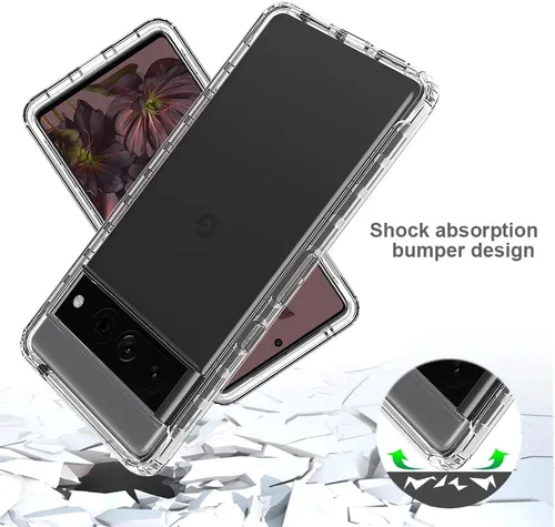 Vista 4 de Funda para Google Pixel 6A, funda a prueba de golpes con protector de pantalla para Google Pixel 6A 5G G1AZG GX7AS GB62Z GB17L, color negro
