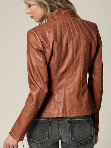 Vista 5 de Lock and Love - Chaqueta de motociclista de piel sintética con capucha desmontable, para mujer