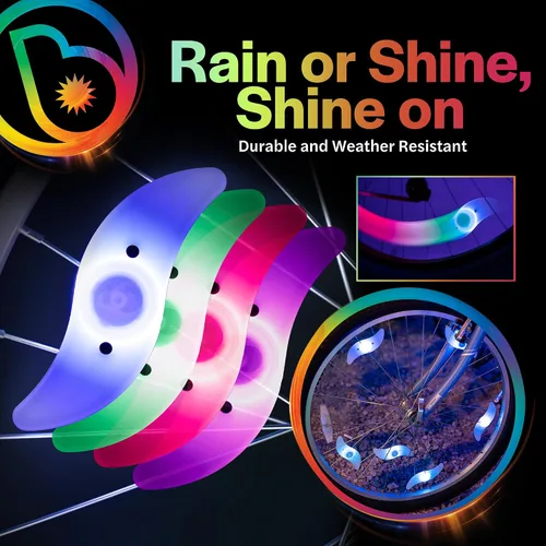 Vista 5 de Brightz SpokeBrightz Luces LED para Rueda de Bicicleta, Pack de 2 - Modos de Cambio de Color y Selección de Color - Ilumina tus Radios - Transforma