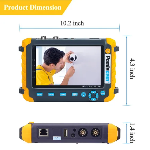 Vista 3 de AHD CCTV Monitor Cámara Probador IV8W 5 pulgadas 4-en-1 8MP AHD TVI 8MP CVI CVBS 1080P Coaxial HD Testerr Soporte RS485 PTZ Controlador/UTP Cable