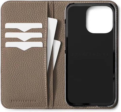 Vista 5 de BONAVENTURA Funda para smartphone Diary [iPhone15 Pro, negro x Etoupe] BODTR15P-BKET