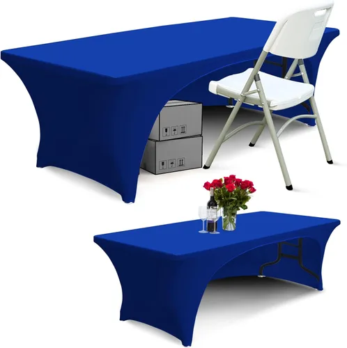 Vista 9 de ABCCANOPY - Mantel elástico de 1,2 m para mesa, ajustado, con parte trasera abierta, lavable, salvamanteles para mesas rectangulares, color negro