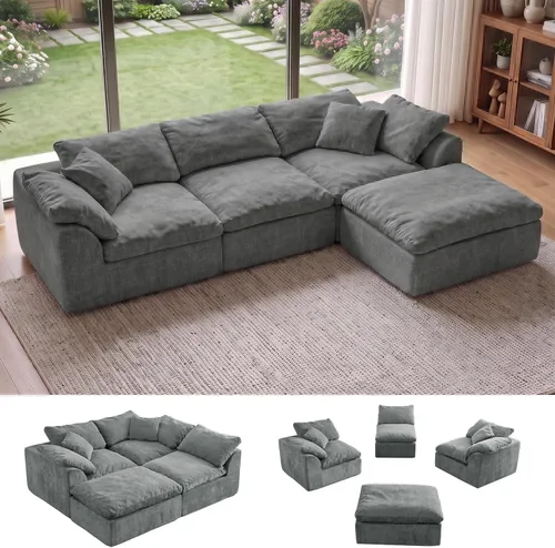 Vista 16 de Sofá de nube deshuesado de gran tamaño, sofá modular en forma de Azul