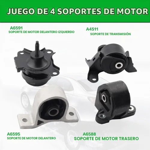 Vista 2 de Soporte de motor de motor compatible con motor automático Civic 1.7L 2001-2005 Transmisión, OE A6588 A6591 A6595 A4511 Juego de 4