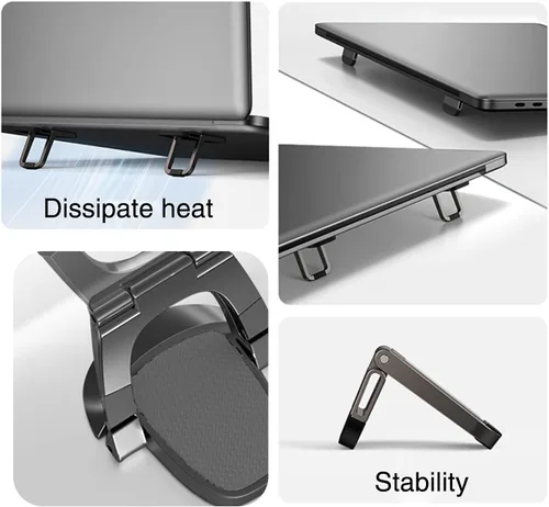 Vista 5 de Soporte elevador de teclado de computadora para escritorio, soporte ajustable para laptop, elevador de aluminio estable para la mayoría de teclados