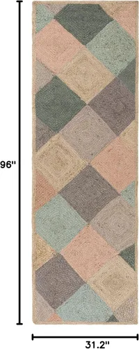 Vista 2 de SAFAVIEH Natural Fiber Collection NF872A - Alfombra de pasillo de 2 pies 6 pulgadas x 8 pies, natural y multicolor, hecha a mano, ideal para zonas