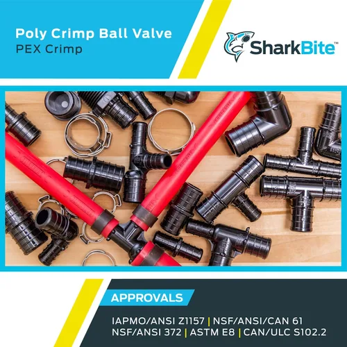 Vista 5 de SharkBite Válvula de bola de crimpado de polietileno de 3/4 pulgadas, paquete de 2, tubo PEX, PE-RT, 24607Z2