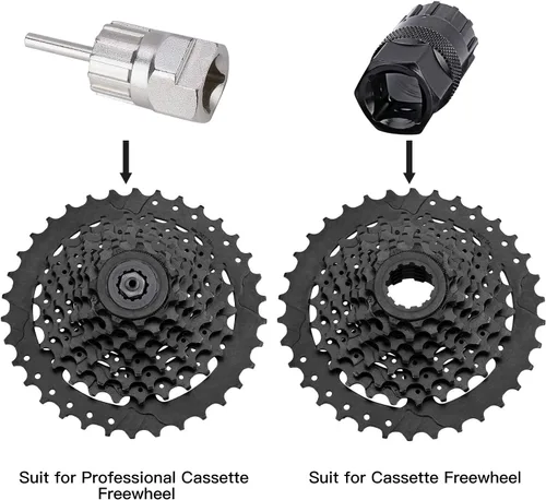 Vista 5 de QKURT Kit de herramientas de látigo de cadena de bicicleta, herramienta de extracción de casete de ciclo de 3 piezas, apta para cadenas de 7, 8, 9