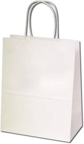 Vista 2 de Flexicore Packaging 8 x 4.75 x 10 pulgadas, 100 bolsas de papel kraft blanco, compras, mercancía, fiesta, bolsas de regalo