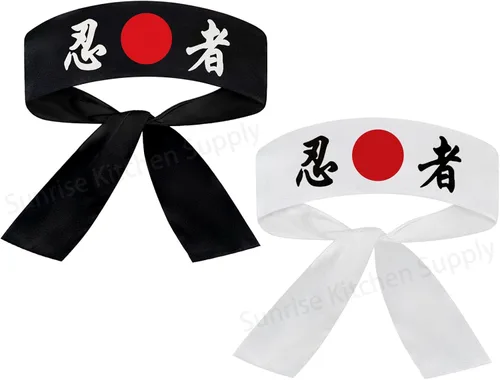 Vista 13 de Sunrise Kitchen Supply - Diadema de karate japonesa para chef de sushi hachimaki, 2 piezas