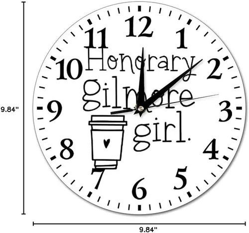 Vista 6 de Reloj de pared honorario Gilmore Girl Reloj de pared redondo de cristal para decoración de pared para cocina, oficina, reloj colgante retro