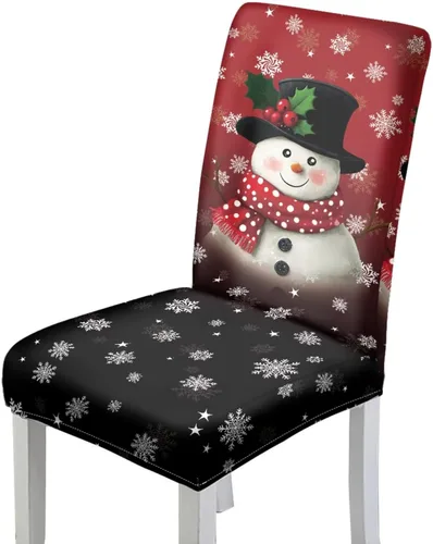 Vista 38 de Rnyleeg Juego de 1 fundas navideñas para sillas de comedor, color azul oscuro, fundas protectoras extraíbles y lavables para sillas de cocina