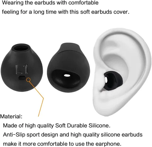 Vista 4 de 10 pares de fundas para auriculares de silicona de repuesto compatibles con Samsung Galaxy Note 5/Note 7/s7/s6/s6 Edge/Level U Bluetooth Negro