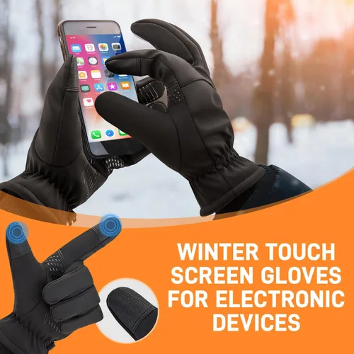 Vista 4 de ihuan Guantes de invierno para hombres y mujeres, impermeables, cálidos, guantes de nieve para clima frío, material térmico para esquí, snowboard