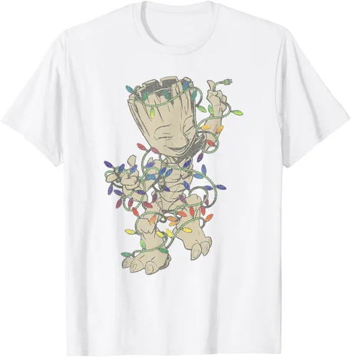 Vista 16 de Marvel Camiseta de luces navideñas Guardians Of The Galaxy Groot, Negro, S