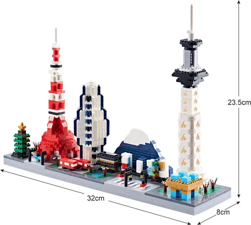 Vista 5 de Architecture Tokyo Skyline - Kit de construcción de modelos coleccionables, juegos de microbloques para adultos, kit de modelo de regalo de juguete