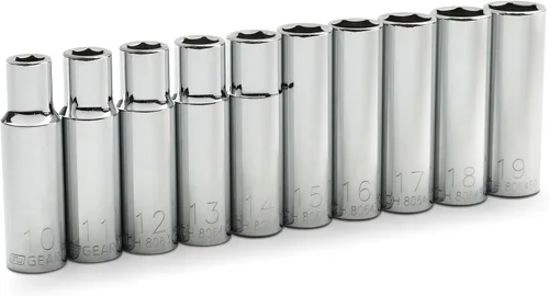 Vista 2 de GearWrench Juego de 10 piezas con guía de 1/2", 6 puntos, cubos profundos métricos - 80704