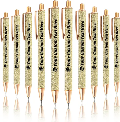 Vista 67 de 10 bolígrafos personalizados con purpurina, bolígrafos impresos personalizados a granel, bolígrafos retráctiles de tinta negra para graduación