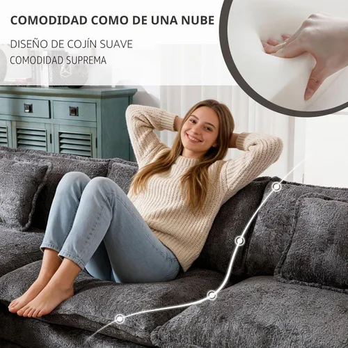 Vista 4 de GNIXUU Sofá seccional modular en forma de L de 112" tipo nube, sofás seccionales modernos de chenilla para sala de estar, cómodo sofá de 4 plazas