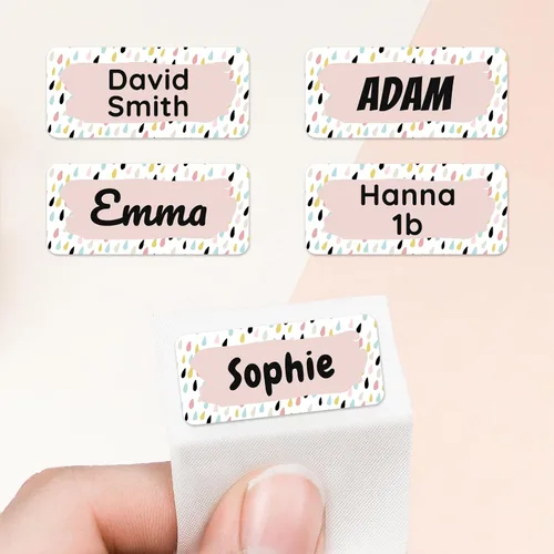Vista 16 de Etiquetas de nombre personalizadas para niños [70 unidades] – Calcomanías de nombre impermeables para la escuela, artículos y ropa – Etiquetas