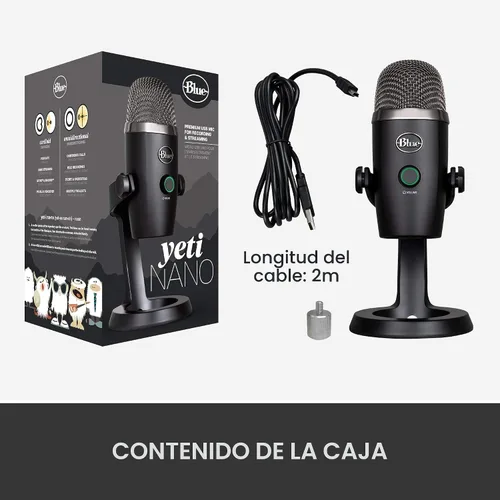 Vista 9 de Logitech for Creators Blue Yeti Nano - Micrófono USB para juegos, transmisión, podcasting, Twitch, YouTube, Discord, grabación para PC y Mac, Plug &
