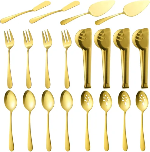 Vista 8 de BEWOS 12 pinzas para servir, pinzas de acero inoxidable 304 de 4.3 pulgadas, pinzas doradas para servir tablas de charcutería, accesorios
