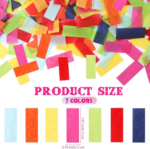 Vista 2 de Confeti de papel rectangular de 10.58 oz de papel multicolor para baby shower, clubes, bodas, celebraciones de cumpleaños, fiestas, decoración