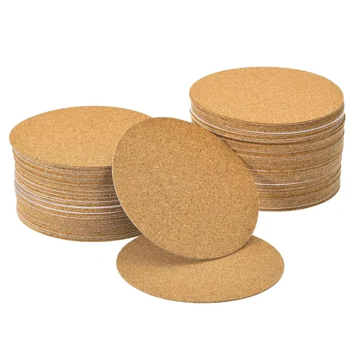 Vista 7 de UXCELL 40 hojas redondas de corcho autoadhesivas, 3 x 3 pulgadas, para manualidades, color marrón