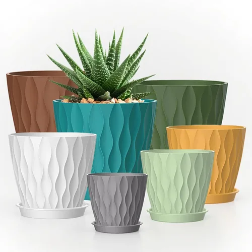 Vista 29 de Macetas SQKH de 4 pulgadas, juego de 6 macetas de interior, macetas con agujeros de drenaje y bandejas para orquídeas, violetas, suculentas, hierbas