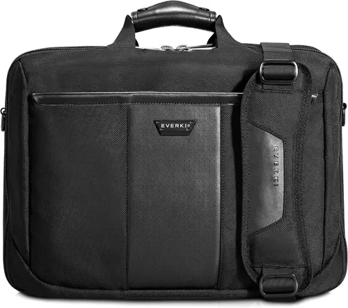 Vista 4 de EVERKI Versa - Maletín para laptop para hombres y mujeres, color negro - 17.3 pulgadas Premium Leather Ballistic Nylon, Heavy-Duty