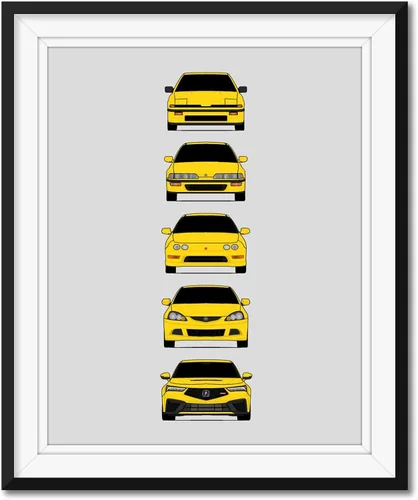 Vista 10 de Custom Car Posters Póster hecho a mano compatible con Acura Integra Evolution Generations e impresión de Acura Integra, multicolor, 8 x 10 pulgadas