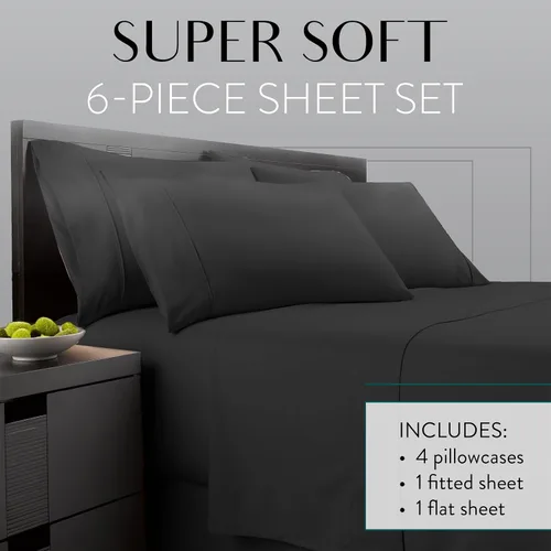 Vista 2 de Danjor Linens - Juego de sábanas tamaño completo para adolescentes, sábanas premium de hotel con 4 fundas de almohada, microfibra cepillada ligera