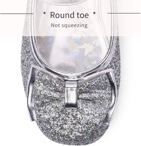 Vista 4 de Stelle - Zapatos de vestir para niñas pequeñas, zapatos de princesa con purpurina y flores, tacón bajo estilo Mary Jane, ideales para fiestas y bodas